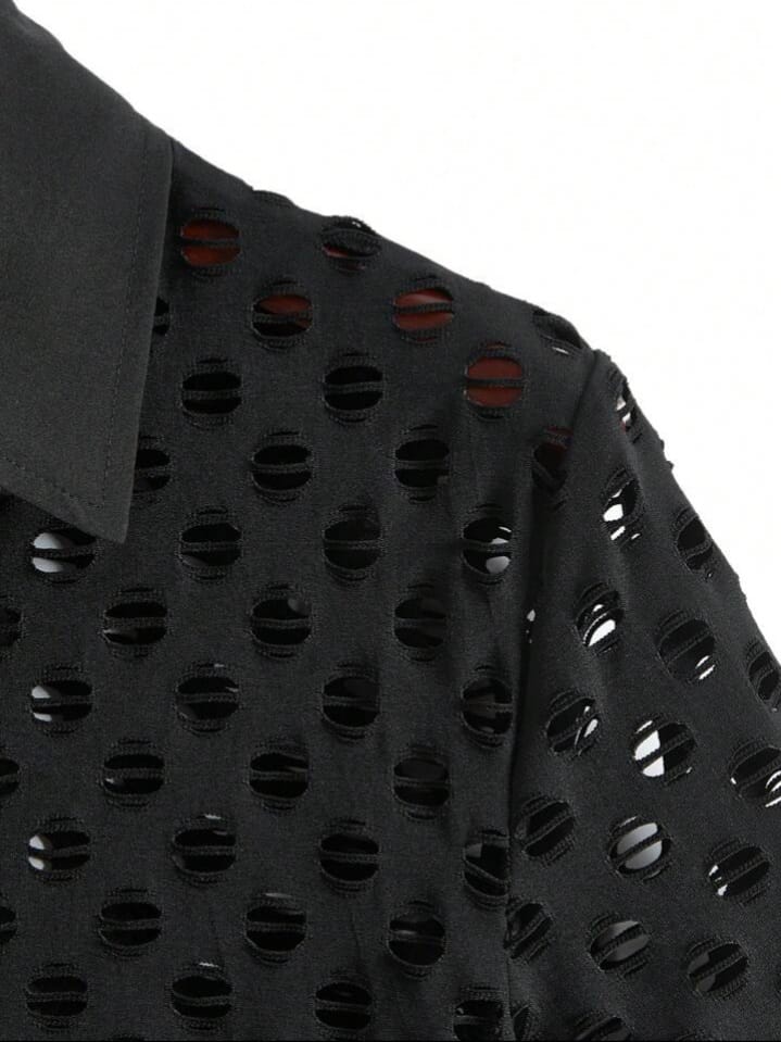 Men's Net Shirt Over a Contrasting Mesh Shirt